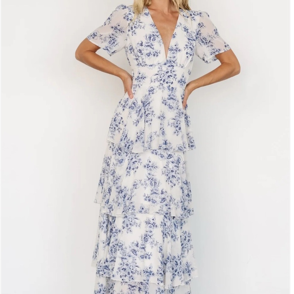 Baltic Born Floral Blue and White Maxi Dress